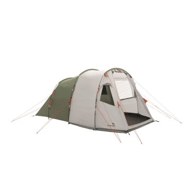 Easy Camp Huntsville 400, et billigt 4-personers familietelt med to mørke soveværelser og en lys stue.