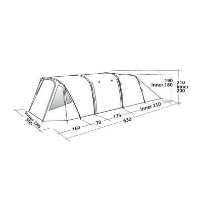 Dimensionskitse til familieteltet Easy Camp Palmdale 500 Lux.