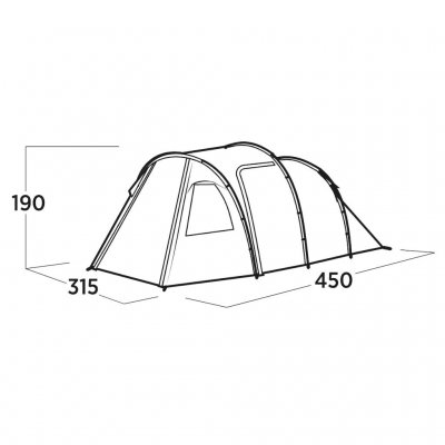 Plantegning for indertelt og stue til Easy Camp Hidra 5