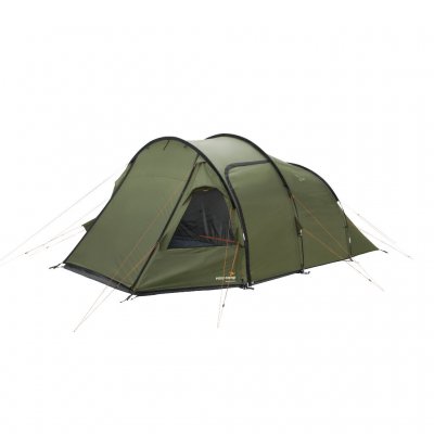Easy Camp Hidra 5 - prisbilligt telt til 4 personer set diagonalt forfra med døren lukket.