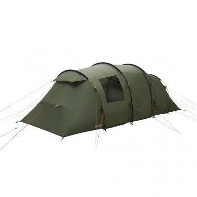 Easy Camp Leka Twin 6 Familjetält med stängd dörr där man ser ventiler för en väl tilltagen luft genomförsel och vis-a-vis desig