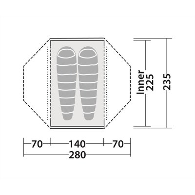 Plantegning Robens Lodge 2 2-personers kuppeltelt