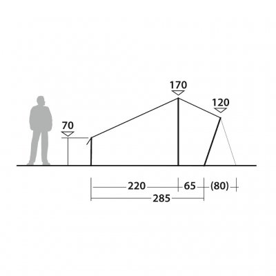 Højdeskitse til Robens Yukon Shelter telt.