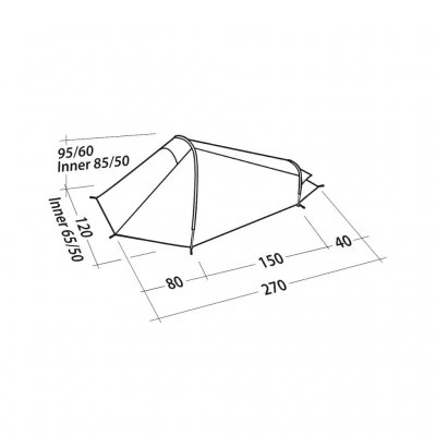 Dimensional tegning af teltet Robens Arrow Head