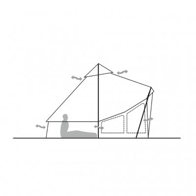 Højde skitse til Robens Settler Field 6-personers telt