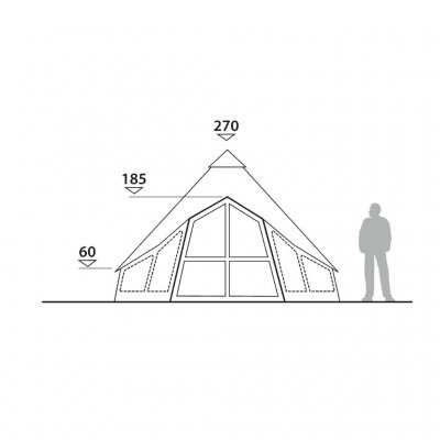 Dimensionskitse til Robens Settler Field 6-personers telt
