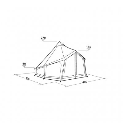 Højde skitse til Robens Settler Field 6-personers telt
