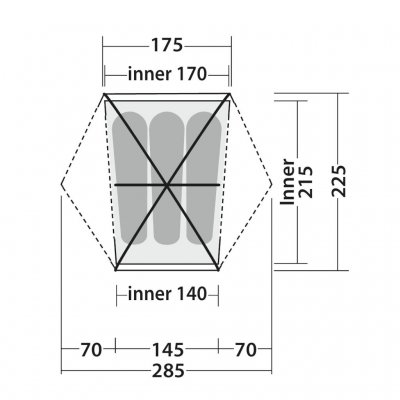 Plantegning for Robens Seeker 3 LW kuppeltelt