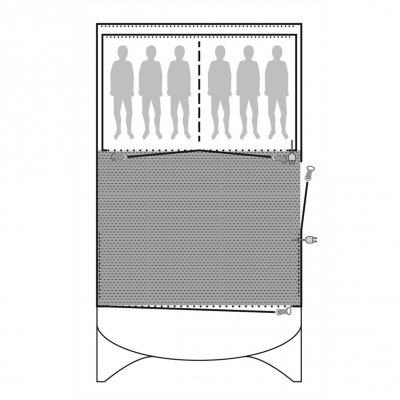 Tæppet dækker hele familieteltets stue.