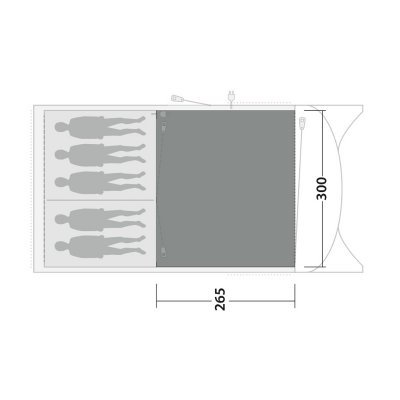 Tæppet dækker hele familieteltets stue.