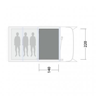 Teltmåtte dækker hele familieværelset i Outwell Sunhill 3 Air telt.
