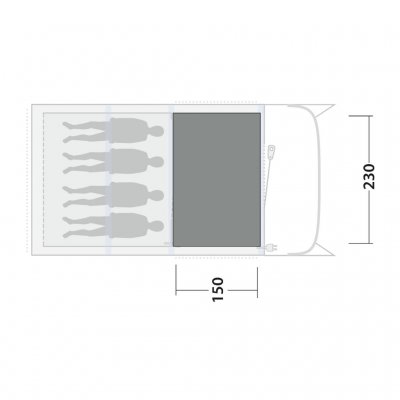 Tæppemåtten dækker hele opholdsrummet i familieteltet Outwell Monterey 4.