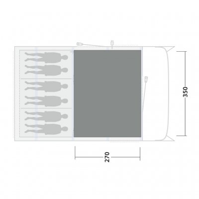 Teltmåtte dækker hele familieværelset i Outwell Colorado 6 Air telt.