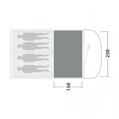 Teltmåtte dækker hele familieværelset i Outwell Sky 4 telt.