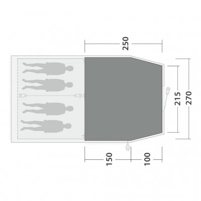 Teltmåtte dækker hele familieværelset i Outwell Nevada 4 telt.