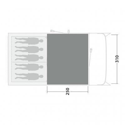 Teltmåtte dækker hele familieværelset i Outwell Denver 5 / Ohio 5 TC telt.