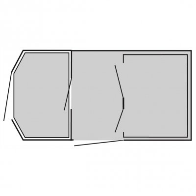 Fodaftryksdækning til familieteltet Easy Camp Palmdale 500 Lux. Gulvafdækningen giver også et gulv i fronten.