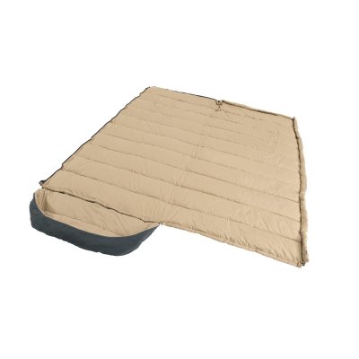 Den sovepose kan åbnes op til et tæppe.