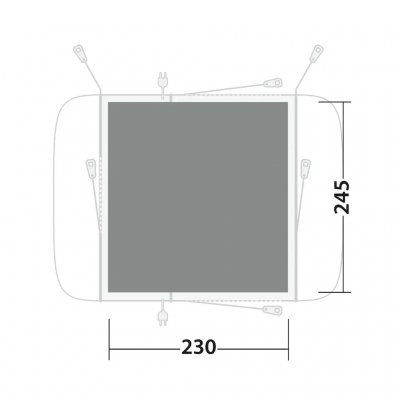 Underlaget er for hele teltet og beskytter mod fugt, snavs og slid.