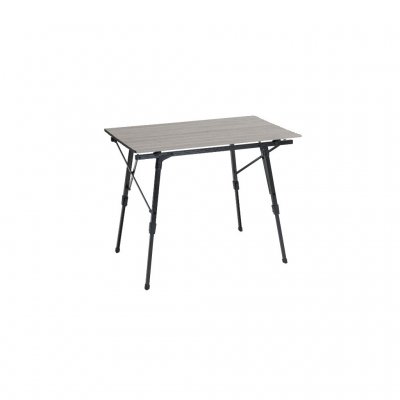 Sammenklappeligt campingbord med bordplade i aluminium og justerbare ben.