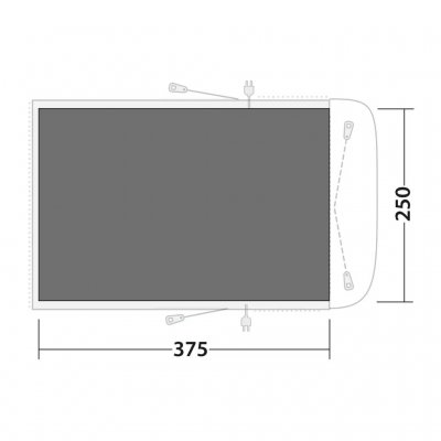 Underlaget er for hele teltet og beskytter mod fugt, snavs og slid.