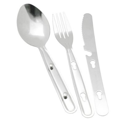 Rejsebestik med kniv, gaffel, ske og flaskeåbner