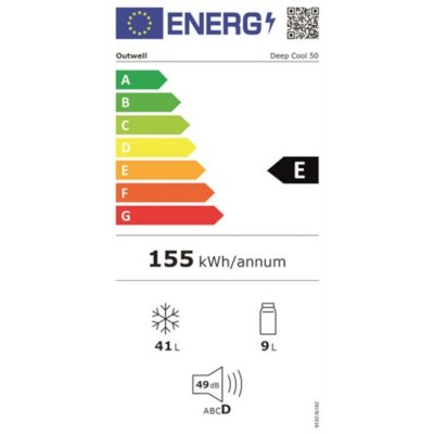 Energimærke til Outwell Deep Cool 50 kompressorkøleboks.