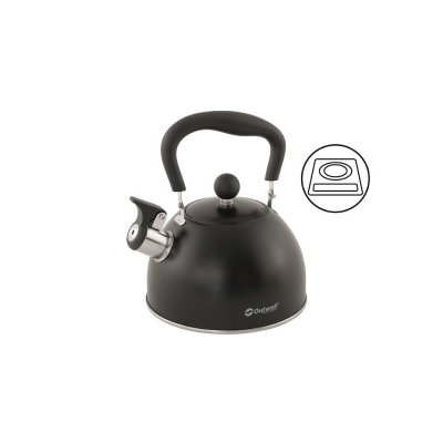 Kaffekande på 1,8 liter i rustfrit stål med fløjte til camping med telt, campingvogn eller autocamper.