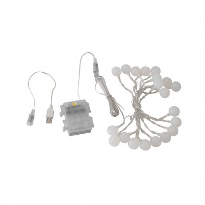 Lyssløjfen får strøm enten via et USB-kabel eller via en batteriboks (3xAA-batterier)