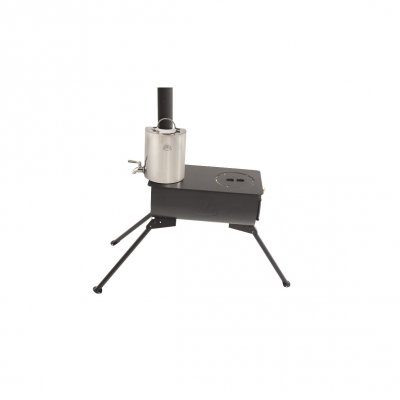 Vandvarmeren fastgøres rundt om ovnrøret på teltovnen.