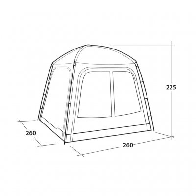 Dimensionskitse til Outwell Dakota Shelter.