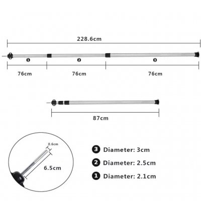 Mål på tarp teleskopstang
