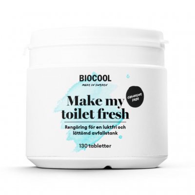 Biocool Make My Toilet Fresh sanitetabletter til toiletankre i campingvogne og mobilhomes.