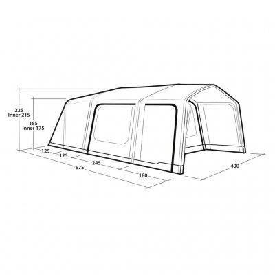 Dimensioner på Outwell Boston 6 Air TC familieteltet