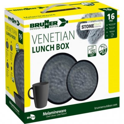 Service i 16 dele i stærkere melamin med stentøjsfølelse og skridsikker.