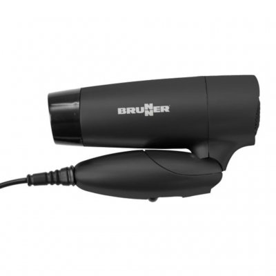 Brunner rejsehårtørrer i foldet stilling.