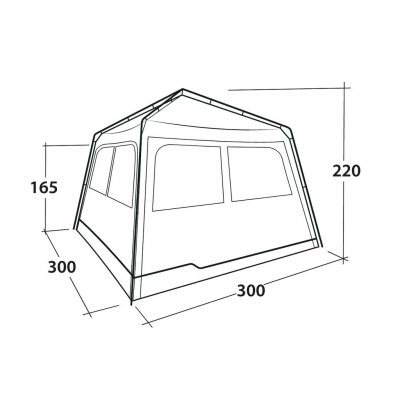 Dimensionskitse til Outwell Fastlane 300 Shelter