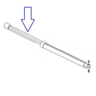 Den del af armen, der trækkes ud mod campingvognen.