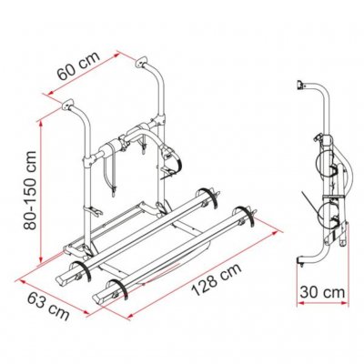 Mål for Fiamma Carry-Bike UL Cykelholder