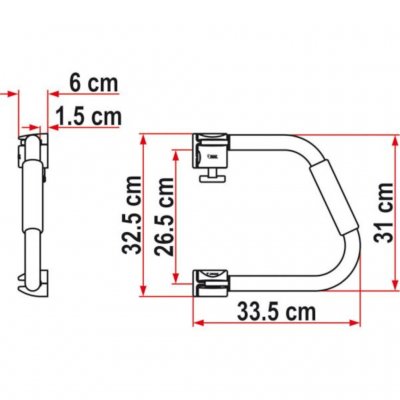 Gelændermål til campingvogn og mobilhome 31 cm