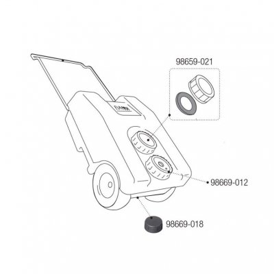 Tegning til låg til Fiamma spildevandstank 23 liter.