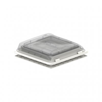 Fiamma Vent soltag Krystal med transparent tag i lukket position.