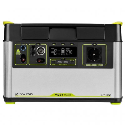 Goal Zero Yeti 1500X Power Station 230, USB og 12V stik til camping, sommerhus eller udendørs aktiviteter.