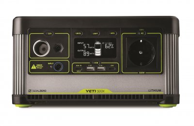 Goal Zero Yeti 500X Power Station 230, USB og 12V stik til camping, sommerhus eller udendørs aktiviteter.