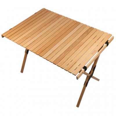 Bordet samles på få sekunder og takket være en rullebar bordplade har bordet en meget lille pakkestørrelse