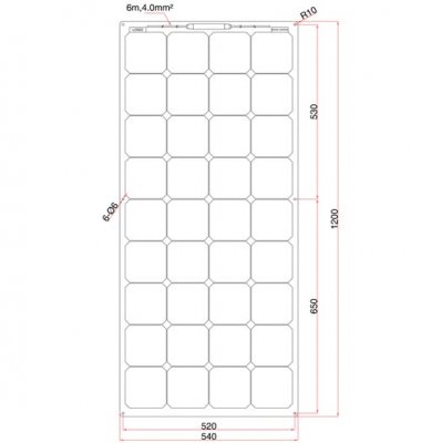 Mått skiss för solcellen