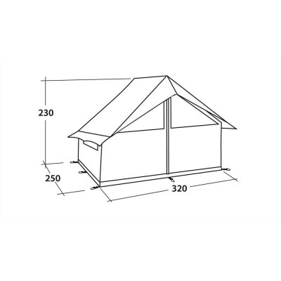 Dimensionskitse til Robens Prospector Shack-telt