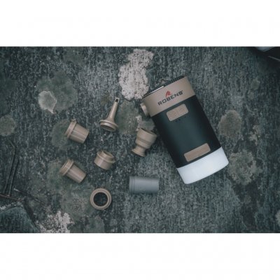 Madrasspumpen fra Robens leveres med 5 forskellige mundstykker samt en adapter til Robens liggeunderlag og Outwell FHF-ventiler.