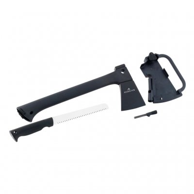 Robens multiøkse med sav og tændstål opbevaret i skaftet