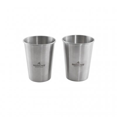Sæt med 2 kopper/drikkeglas i rustfrit stål.